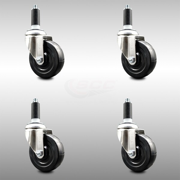Service Caster 4 Inch 316SS Hard Rubber Wheel Swivel 1-1/8 Inch Expanding Stem Caster Set SCC SCC-SS316EX20S414-HRS-118-4 - main